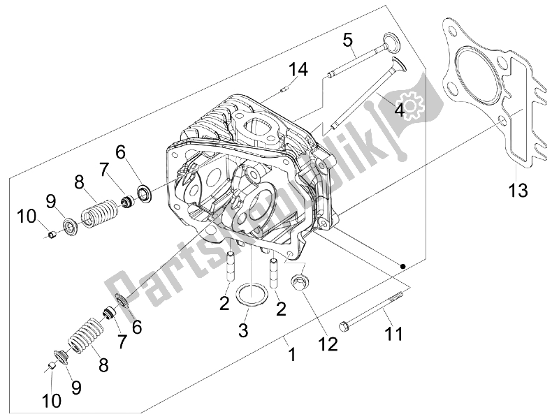 All parts for the Head Unit - Valve of the Vespa LXV 125 4T Navy E3 2007