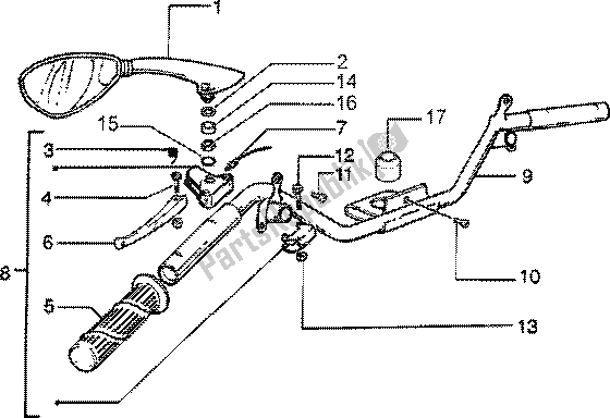 Todas as partes de Peças Componentes Do Guiador do Vespa ET2 50 1997