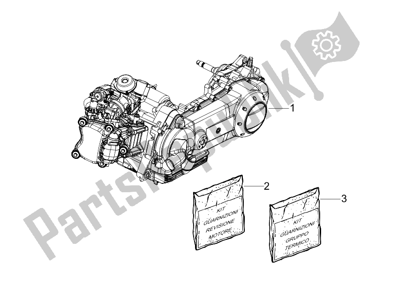 Toutes les pièces pour le Moteur, Assemblage du Vespa LXV 125 4T IE E3 2010