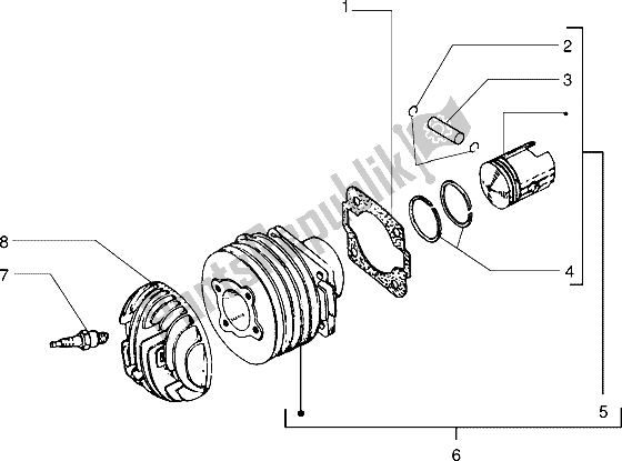All parts for the Cylinder-piston-wrist Pin, Assy of the Vespa PX 125 E 1992