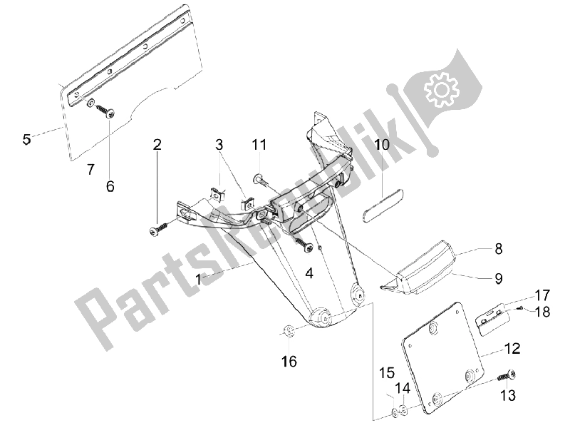 Toutes les pièces pour le Capot Arrière - Protection Contre Les éclaboussures du Vespa S 150 4T Vietnam 2009