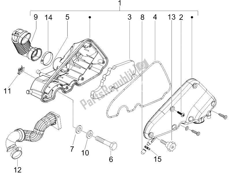 Toutes les pièces pour le Filtre à Air du Vespa LX 125 4T E3 2006