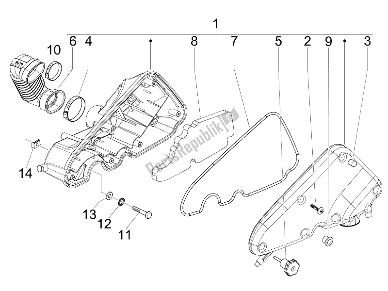 All parts for the Air Filter of the Vespa LXV 125 4T Navy E3 2007