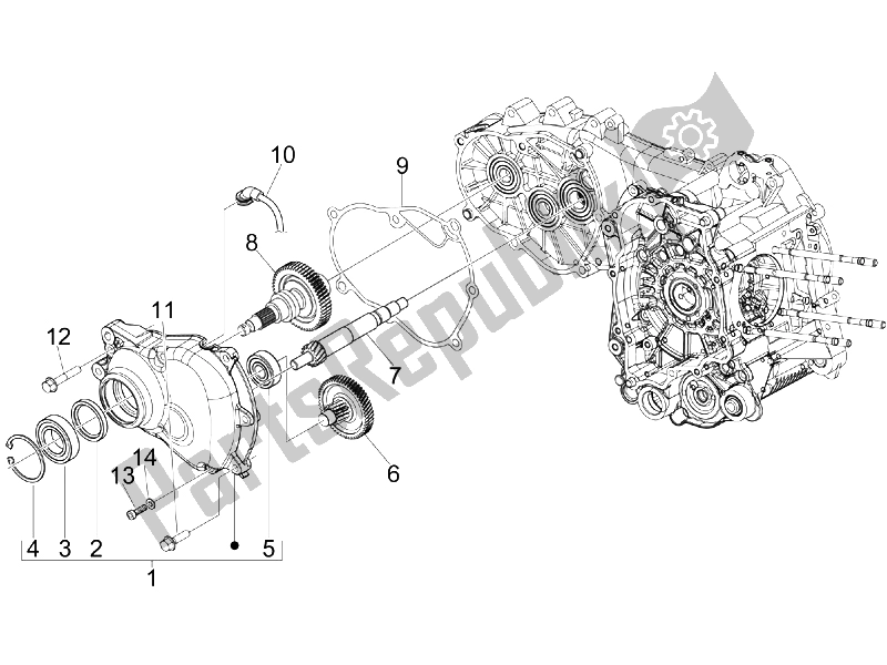 Tutte le parti per il Unità Di Riduzione del Vespa GTS 125 4T IE Super E3 2009