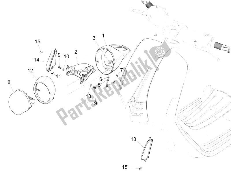 Toutes les pièces pour le Phares Avant - Clignotants du Vespa 946 150 4T 3V ABS Armani Asia 2015