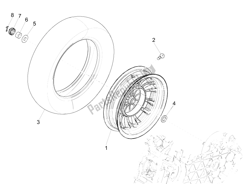 Toutes les pièces pour le Roue Arrière du Vespa 150 Sprint 4T 3V IE USA 2014