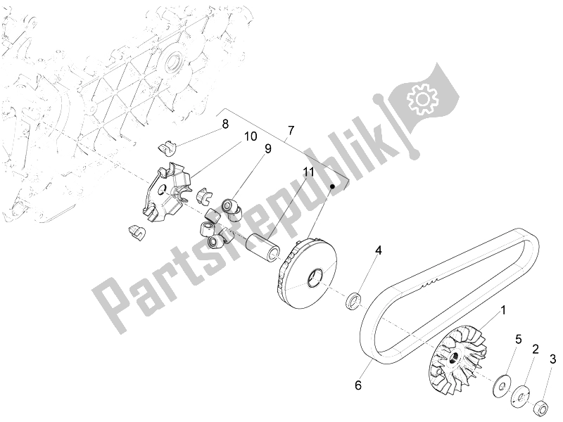 Todas las partes para Polea Motriz de Vespa Sprint 125 4T 3V IE Vietnam 2014