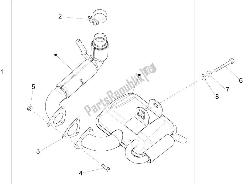 Tutte le parti per il Silenziatore del Vespa PX 125 2011