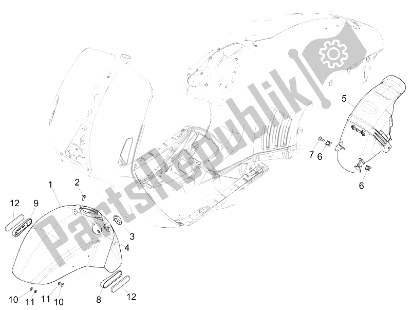 Tutte le parti per il Passaruota - Parafango del Vespa 946 125 2014