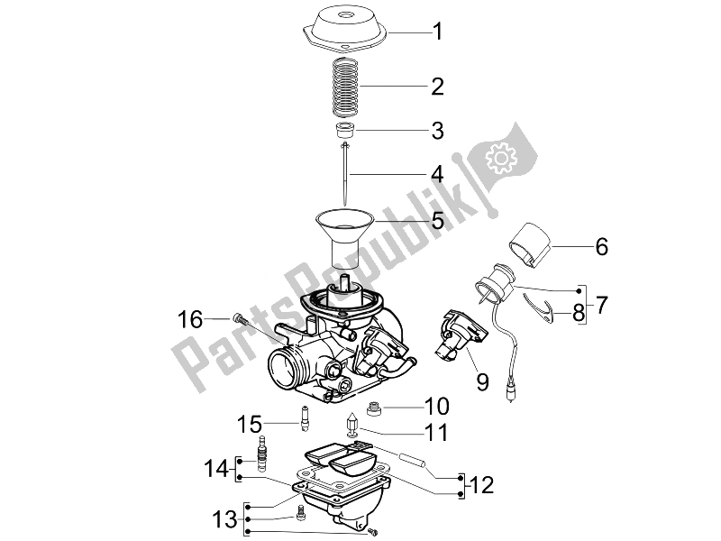 Toutes les pièces pour le Composants Du Carburateur du Vespa LXV 125 4T Navy E3 2007