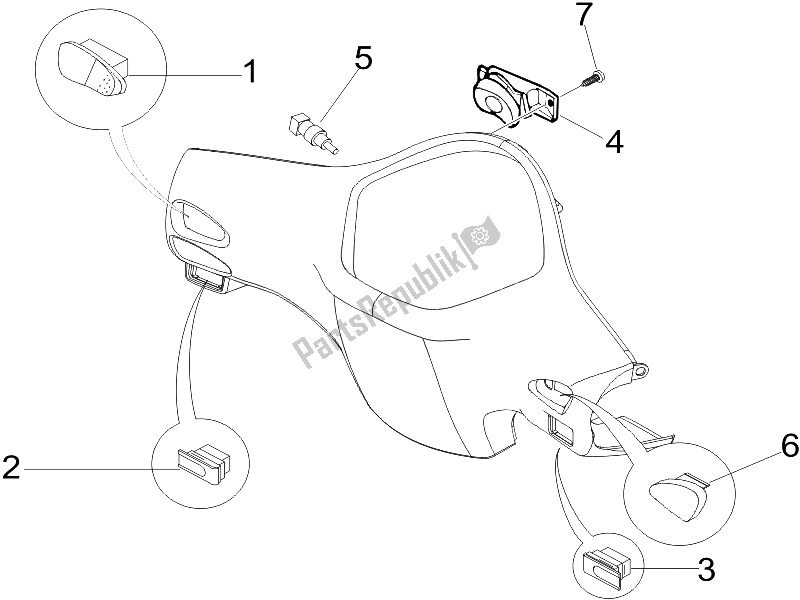 Wszystkie części do Selektory - Prze?? Czniki - Przyciski Vespa LX 125 4T E3 2009