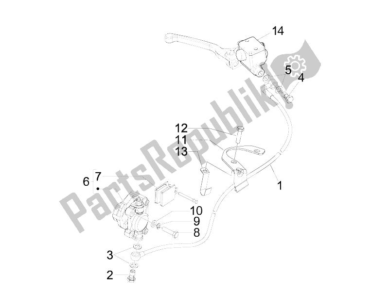 Wszystkie części do Przewody Hamulcowe - Zaciski Vespa S 125 4T E3 UK 2007