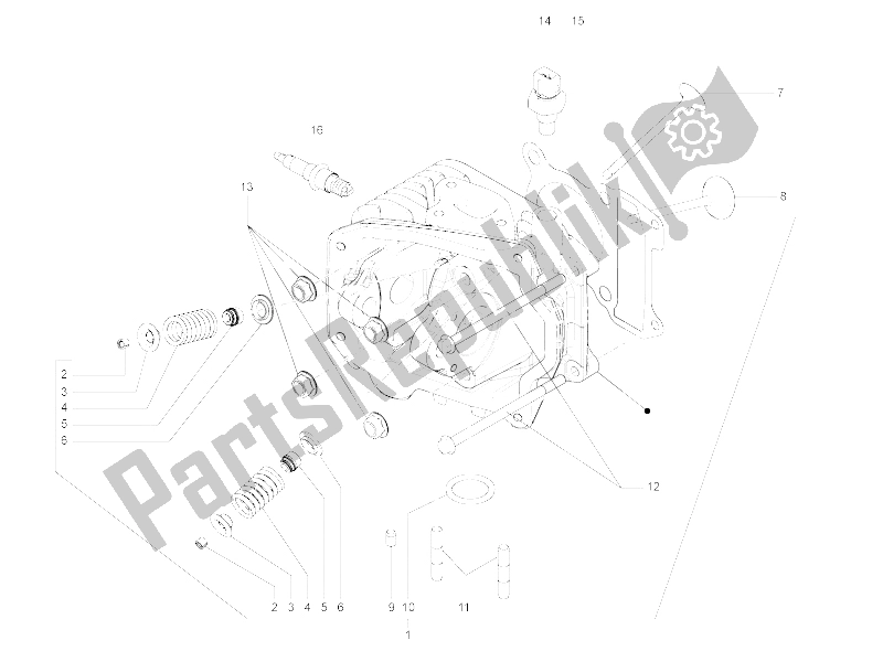 All parts for the Head Unit - Valve of the Vespa LX 150 4T IE E3 Vietnam 2011