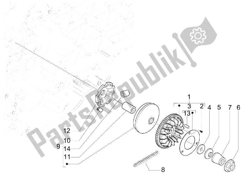 Toutes les pièces pour le Poulie Motrice du Vespa LX 150 4T 2006