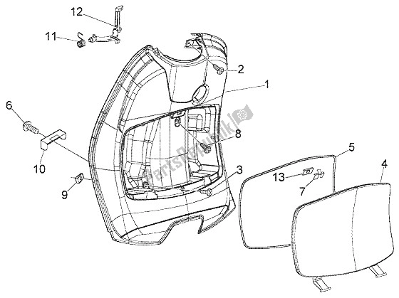 All parts for the Front Glove of the Vespa LX 50 4T 2005