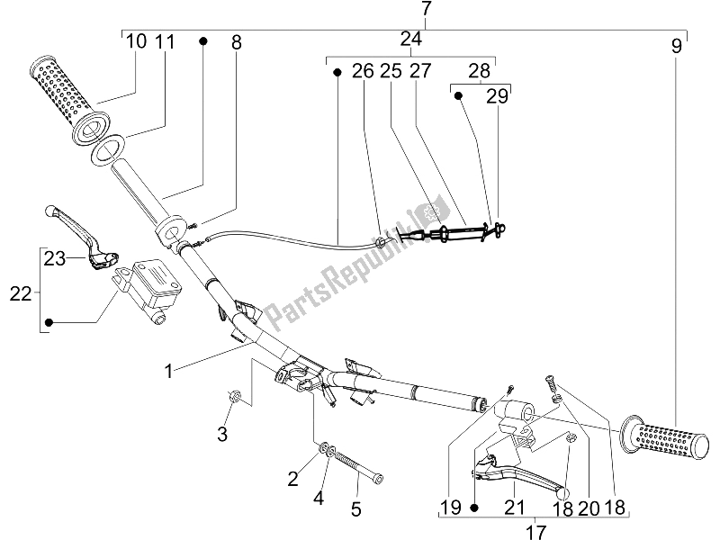 Toutes les pièces pour le Guidon - Master Cil. Du Vespa LX 150 4T 2006