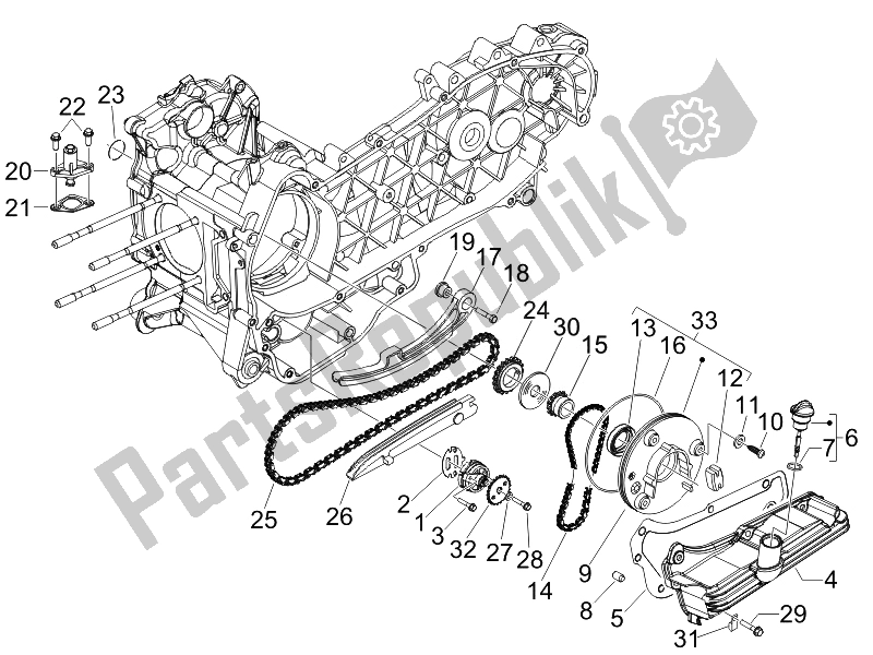 Tutte le parti per il Pompa Dell'olio del Vespa GTS 125 4T E3 UK 2007