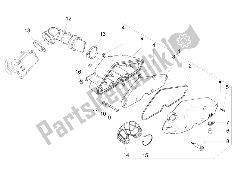 All parts for the Air Filter of the Vespa 946 125 2014