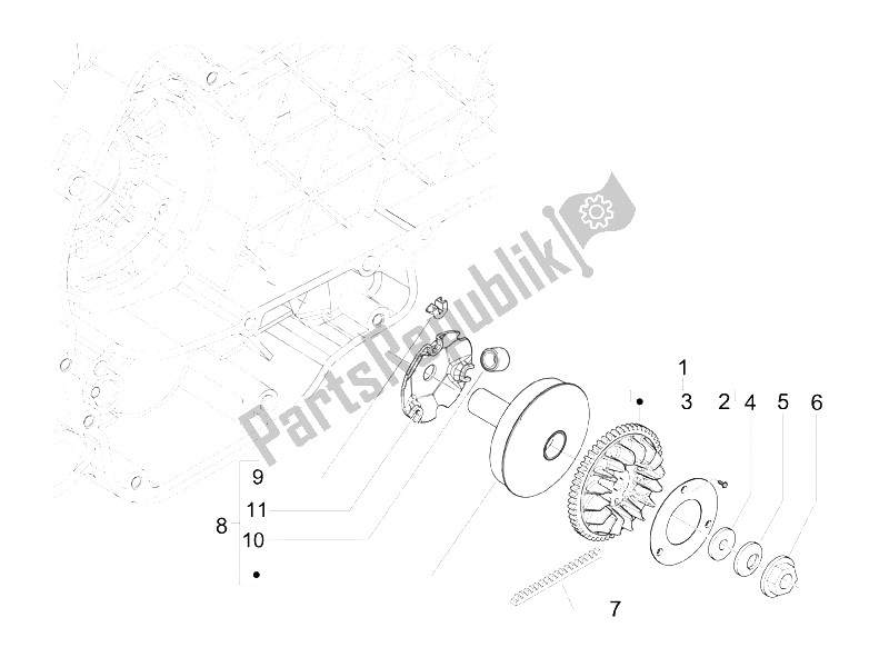 Tutte le parti per il Puleggia Motrice del Vespa S 125 4T IE E3 College 2009