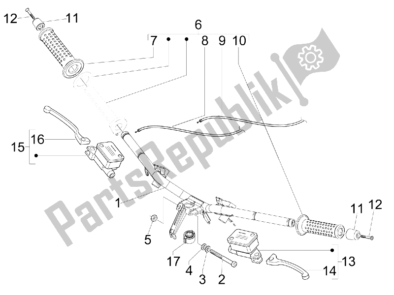 All parts for the Handlebars - Master Cil. Of the Vespa GTS 250 IE Super USA 2008