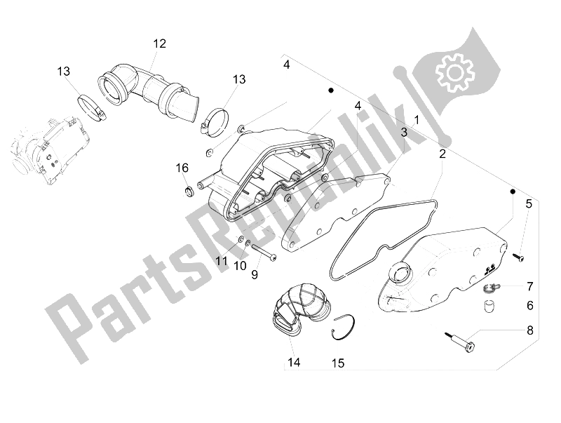 All parts for the Air Filter of the Vespa Vespa 946 150 4T 3V ABS Armani Asia 2015