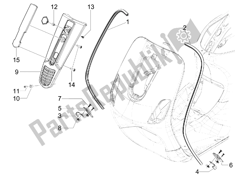 Toutes les pièces pour le Bouclier Avant du Vespa S 50 2T UK 2007