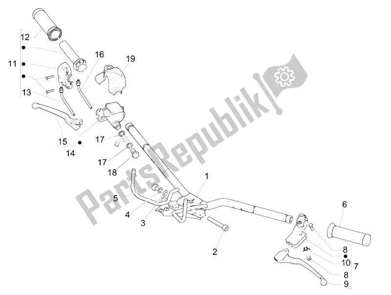 Toutes les pièces pour le Guidon - Master Cil. Du Vespa LXV 150 USA 2011