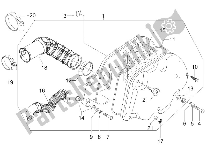 Toutes les pièces pour le Filtre à Air du Vespa Granturismo 125 L E3 2006