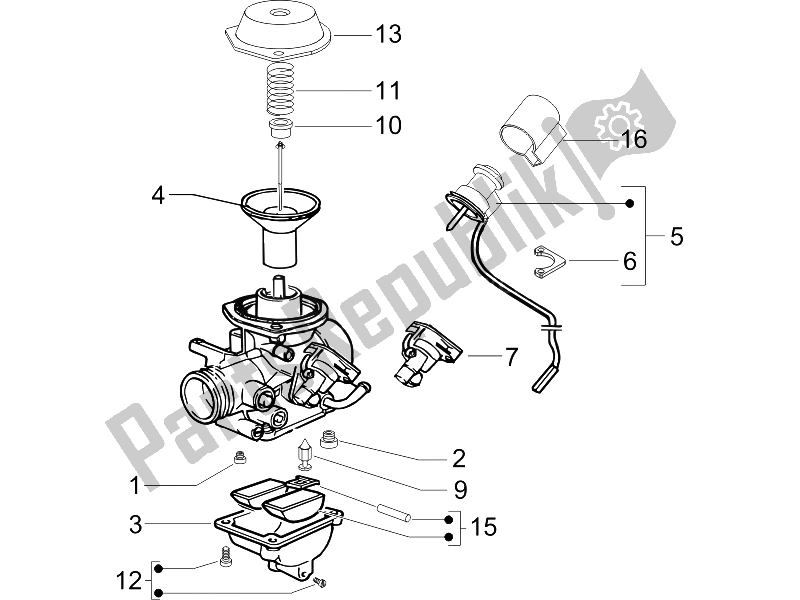 All parts for the Carburetor's Components of the Vespa LXV 125 4T E3 2006