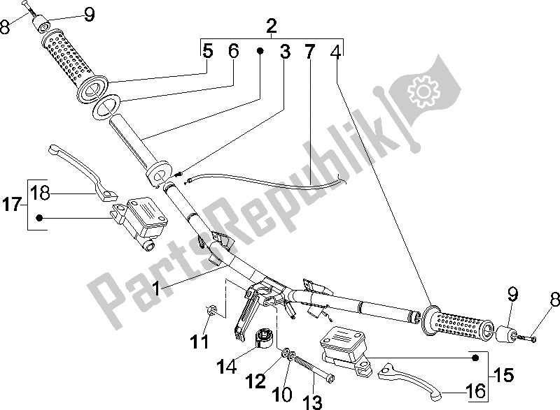 All parts for the Handlebars - Master Cil. Of the Vespa GTS 125 4T E3 2007
