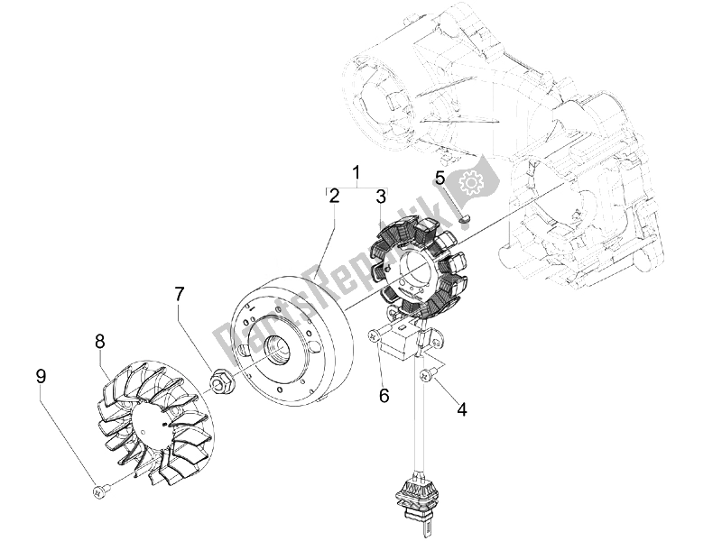 All parts for the Flywheel Magneto of the Vespa Sprint 50 4T 2V 25 KMH B NL 2014