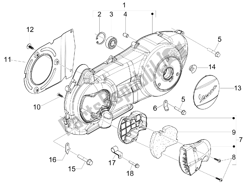 Toutes les pièces pour le Couvercle De Carter - Refroidissement Du Carter du Vespa GTS 300 IE 2012