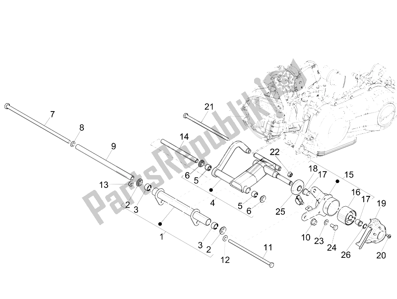 Toutes les pièces pour le Bras Oscillant du Vespa 946 150 4T 3V ABS 2014