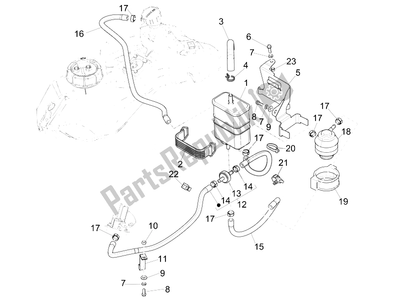 Toutes les pièces pour le Système Anti-percolation du Vespa 150 Sprint 4T 3V IE USA 2014