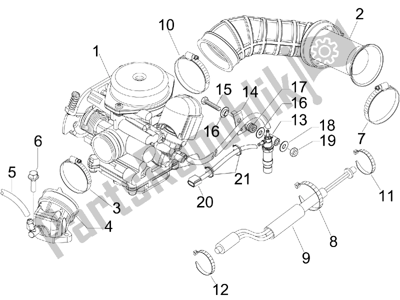 Toutes les pièces pour le Carburateur, Montage - Tuyau Union du Vespa LX 50 4T 4V Touring 2010