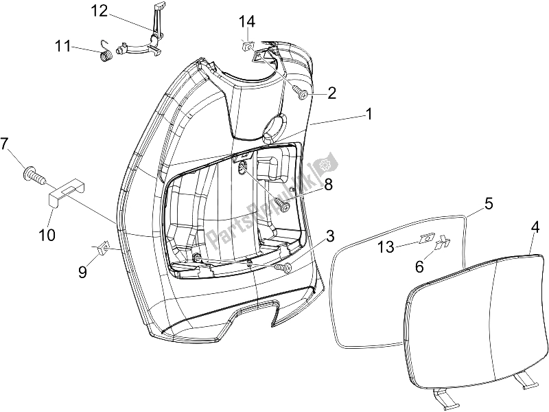 Todas las partes para Guantera Frontal - Panel De Rodilleras de Vespa LXV 50 4T 25 KMH 2012