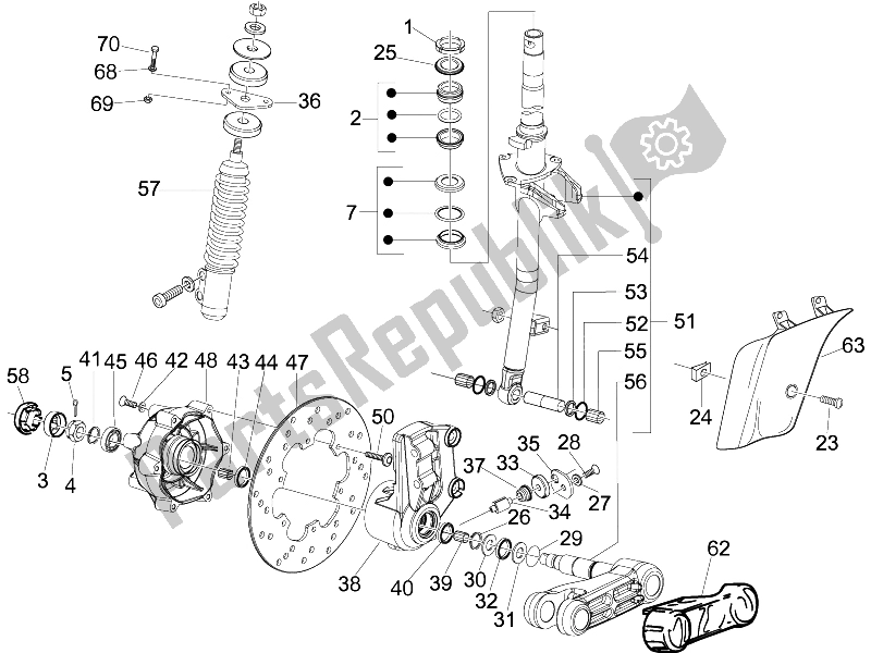 Wszystkie części do Widelec / Rura Sterowa - Zespó? ? O? Yska Uk? Adu Kierowniczego Vespa LX 50 2T D 2005