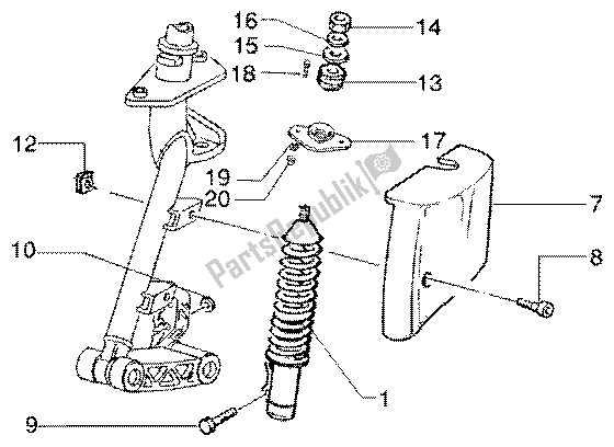 Toutes les pièces pour le Couvercle Amortisseur Fr du Vespa ET4 50 2002