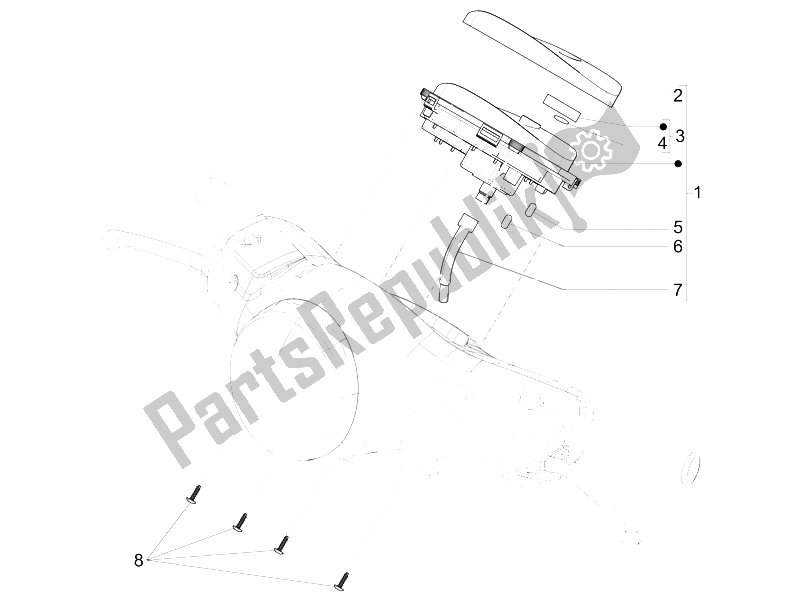 Wszystkie części do Tablica Rozdzielcza Liczników Vespa LX 150 4T IE E3 Vietnam 2011