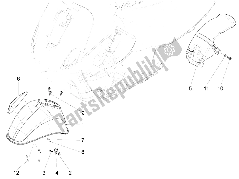 Todas las partes para Carcasa De La Rueda - Guardabarros de Vespa S 125 4T 3V IE 2012