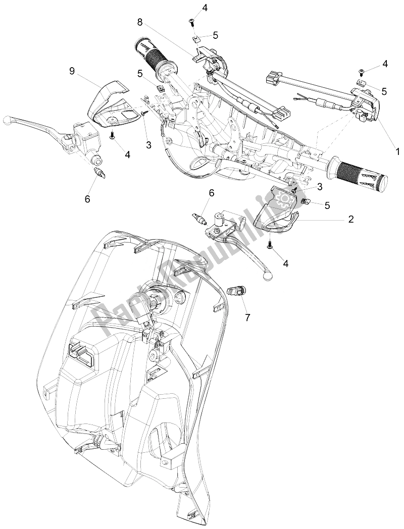Tutte le parti per il Selettori - Interruttori - Pulsanti del Vespa Vespa 125 4T 3V IE Primavera EU 2014