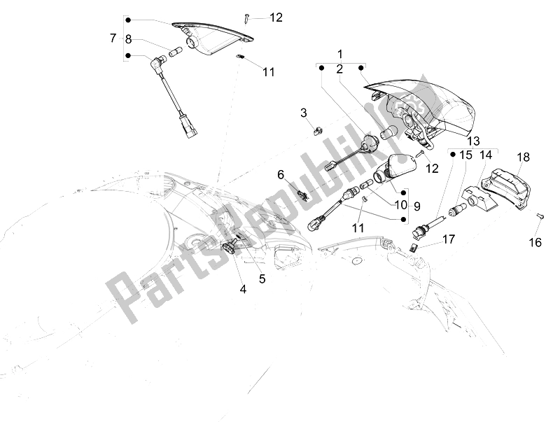 Todas las partes para Faros Traseros - Luces Intermitentes de Vespa Vespa 125 4T 3V IE Primavera EU 2014