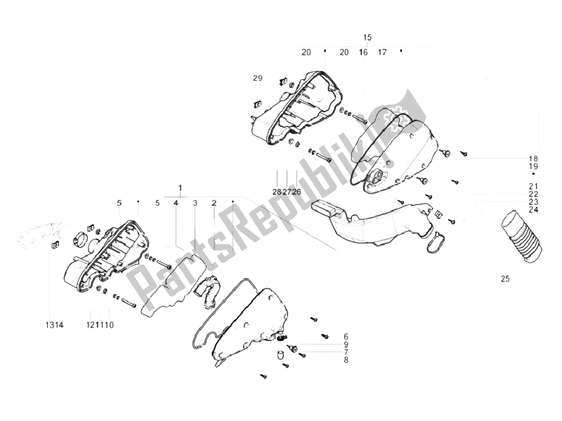 Todas as partes de Filtro De Ar do Vespa LX 150 4T E3 Vietnam 2009