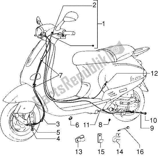 All parts for the Transmissions of the Vespa ET4 125 1996