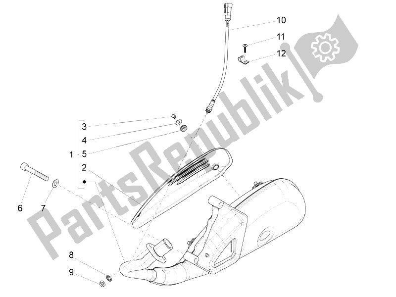 Toutes les pièces pour le Silencieux du Vespa Vespa S 125 4T 3V E3 IE Asia 2012