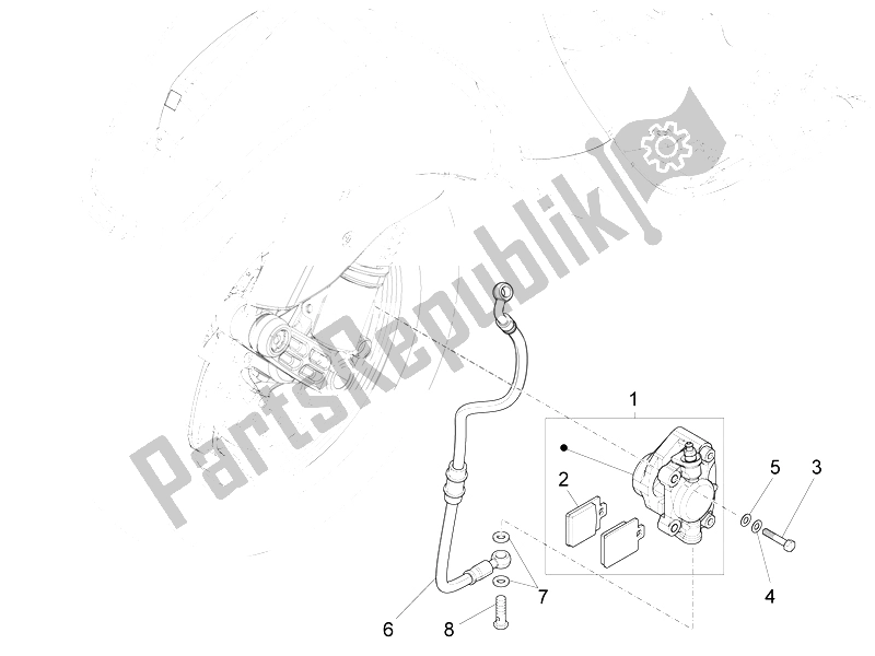 Toutes les pièces pour le Tuyaux De Freins - étriers du Vespa LT 125 4T 3V IE E3 Vietnam 2014