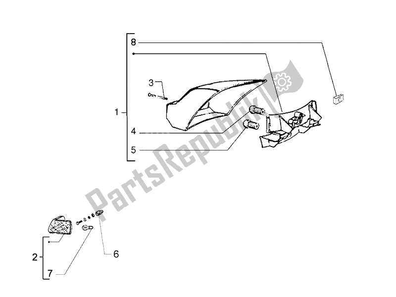 Todas las partes para Faros Traseros - Luces Intermitentes de Vespa PX 150 2011