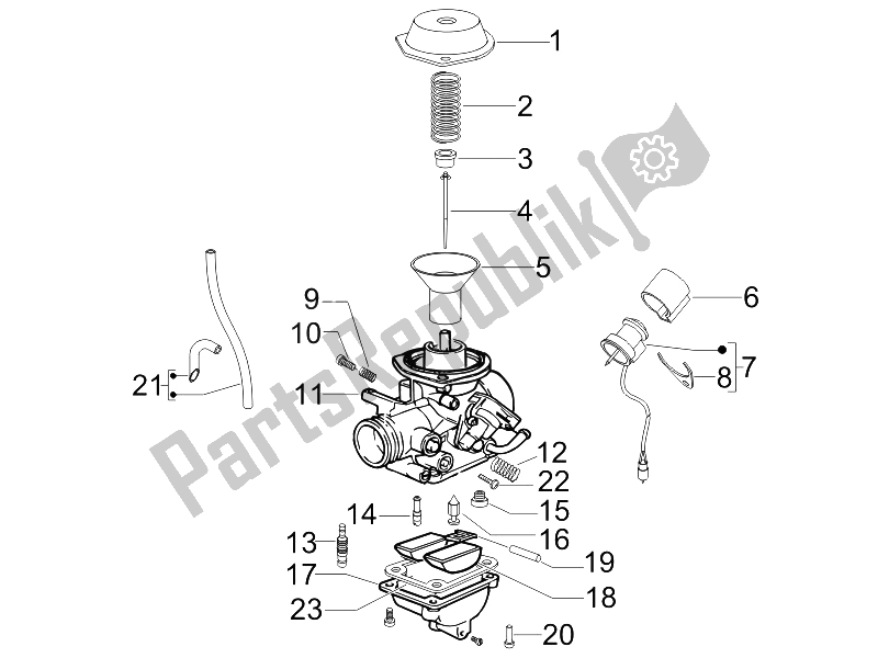 All parts for the Carburetor's Components of the Vespa LXV 50 4T 25 KMH 2012