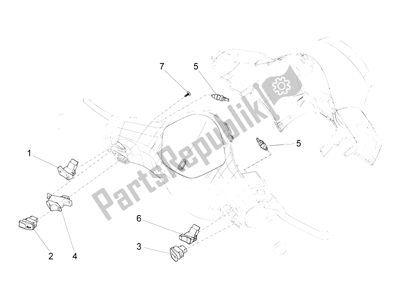 Tutte le parti per il Selettori - Interruttori - Pulsanti del Vespa LT 125 4T 3V IE E3 Vietnam 2014