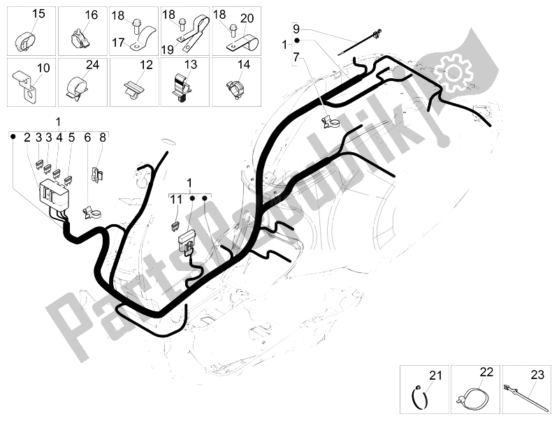 Todas las partes para Mazo De Cables Principal de Vespa 150 Sprint 4T 3V IE USA 2014